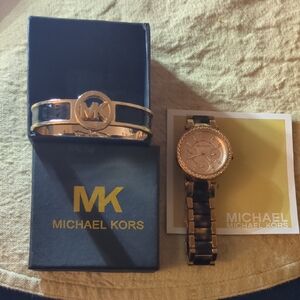 MK Tortoise & Pink Gold Women's Watch with MK Black & Gold Bracelet NOW ONLY$135